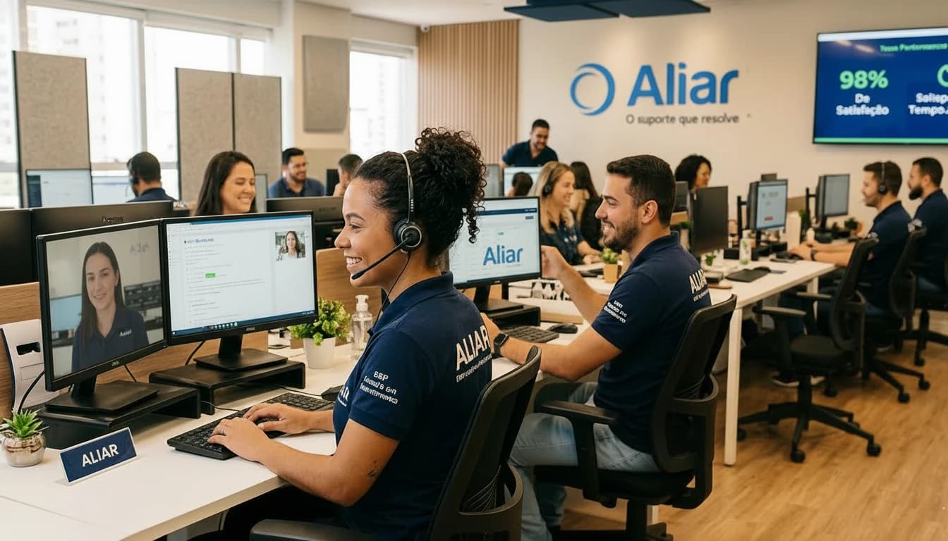 Notebook e monitor de PDV com interface do software Aliar